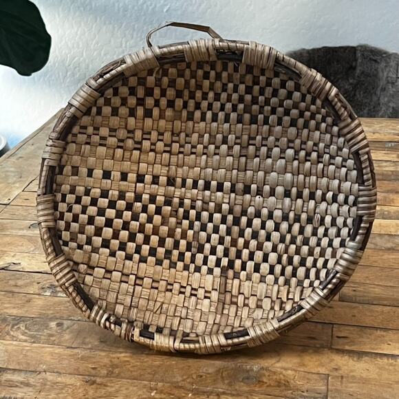 Vintage Basket Decor 13" Fruit & Vegetable Brown Rounded Boho Country - Picture 4 of 7